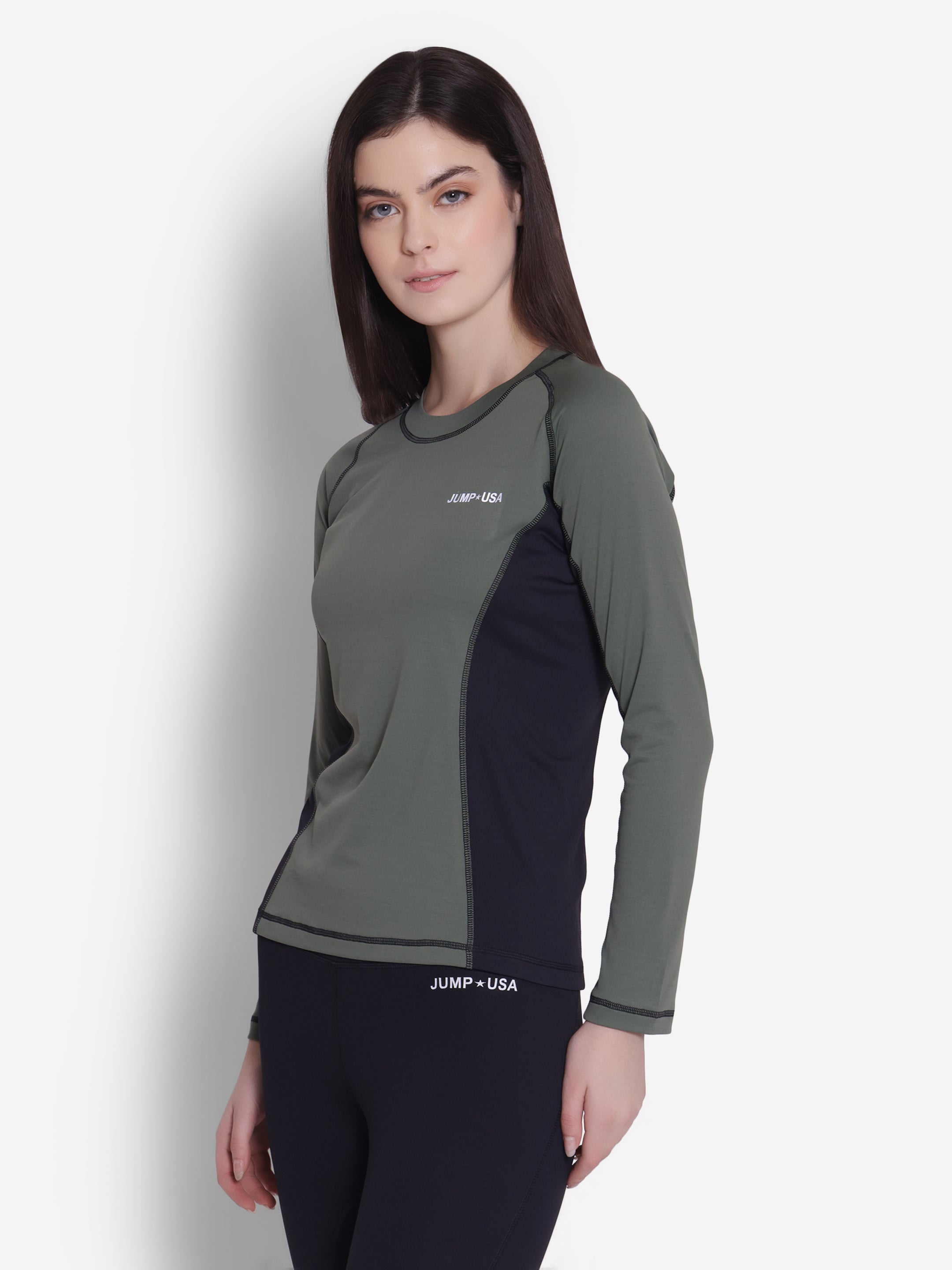 JUMP USA Full-Sleeves Round-Neck T-Shirt For Women