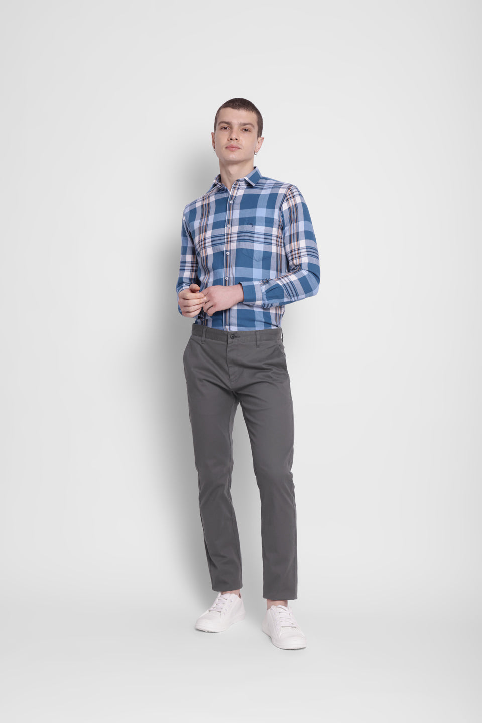 JUMP USA Men Charcoal Premium Cotton Slim Fit Sustainable Chinos