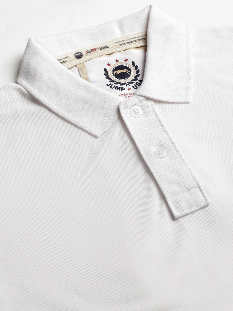 JUMP USA Men Solid Polo Collar Pure Cotton T-shirt