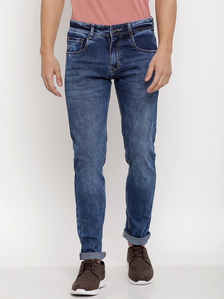 JUMP USA Men Blue Relax Fit Mid-Rise Clean Look Stretchable Jeans
