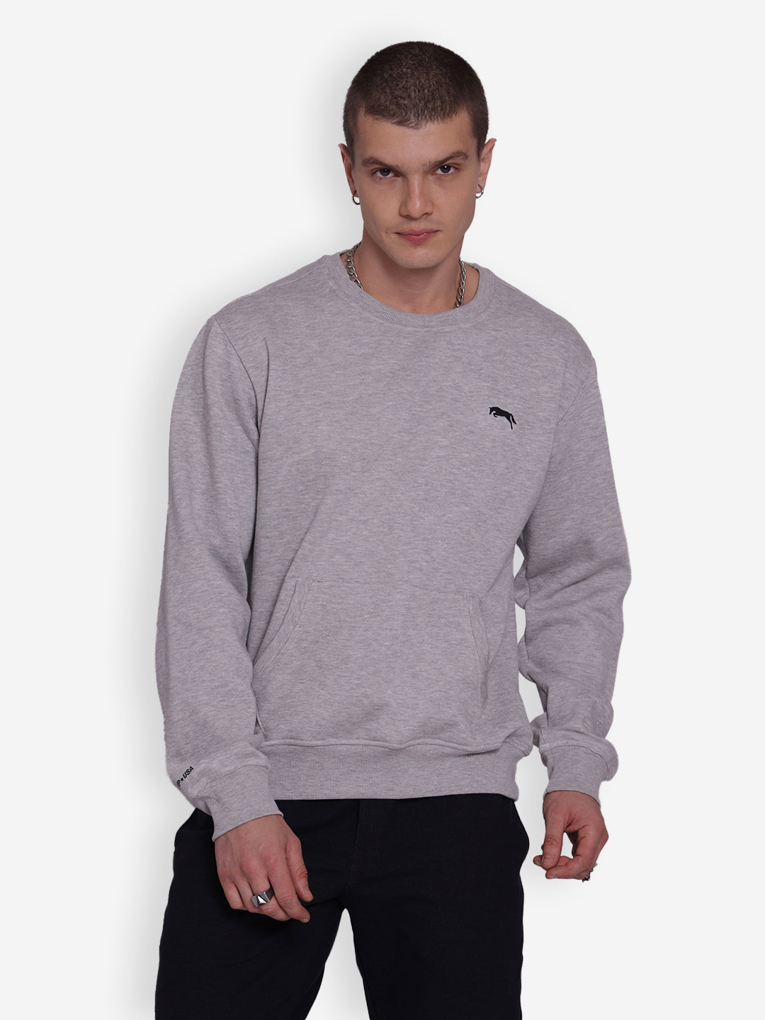 JUMP USA Men's Solid Pullover Sweatshirt