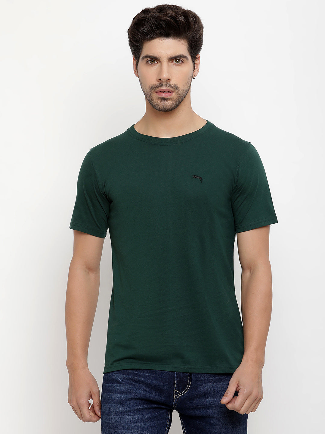 JUMP USA Men's Solid Round Neck T-shirt