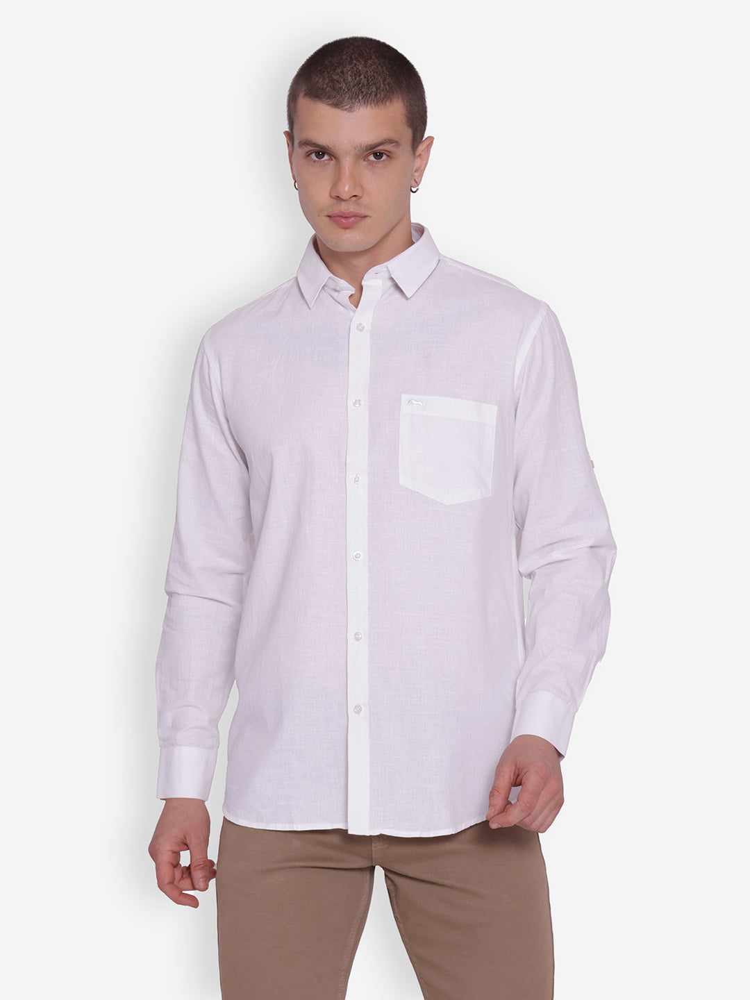 JUMP USA Men Pink Solid Cotton Casual Shirts