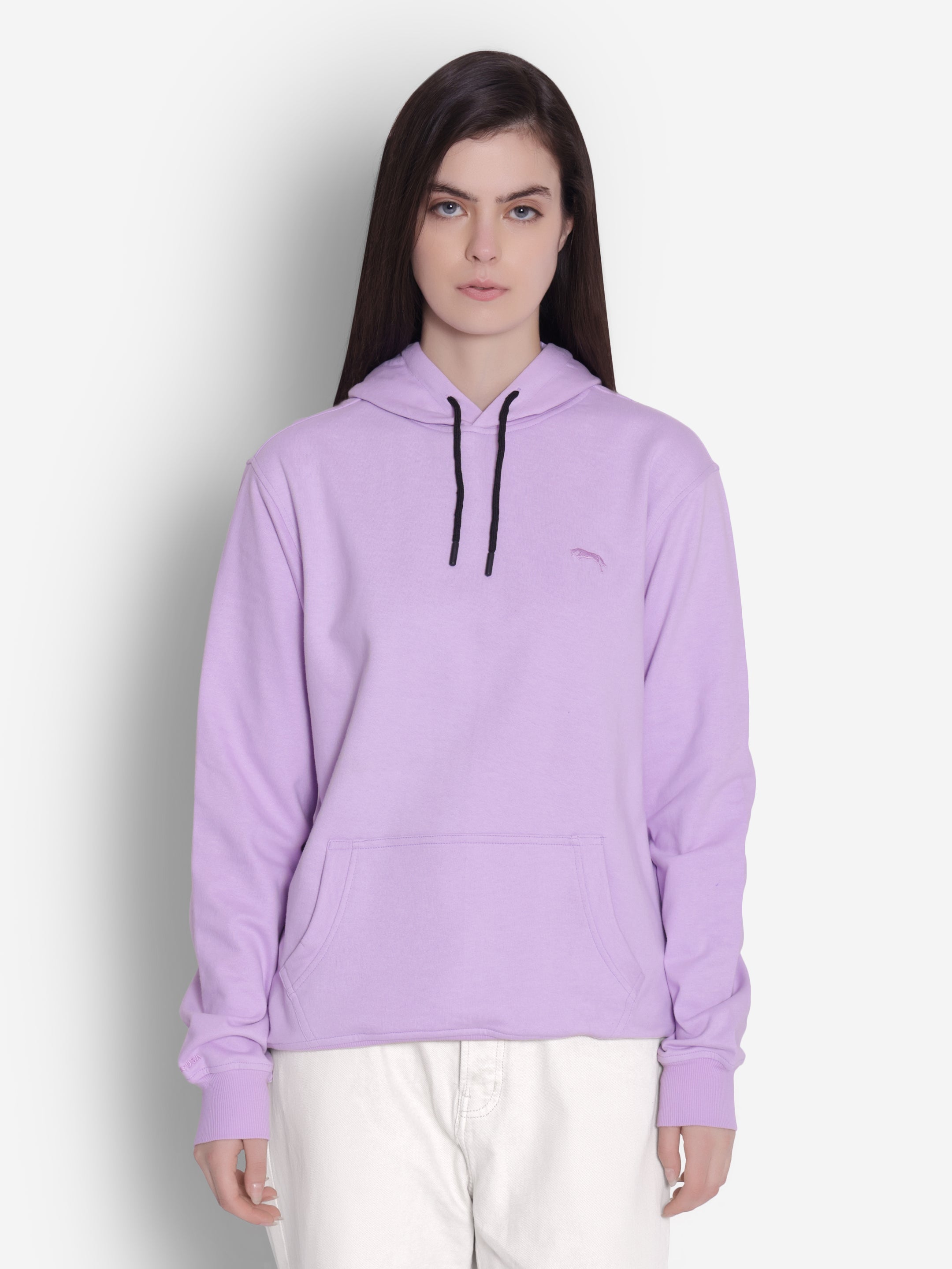 JUMP USA Women Solid Lavender Hoodie