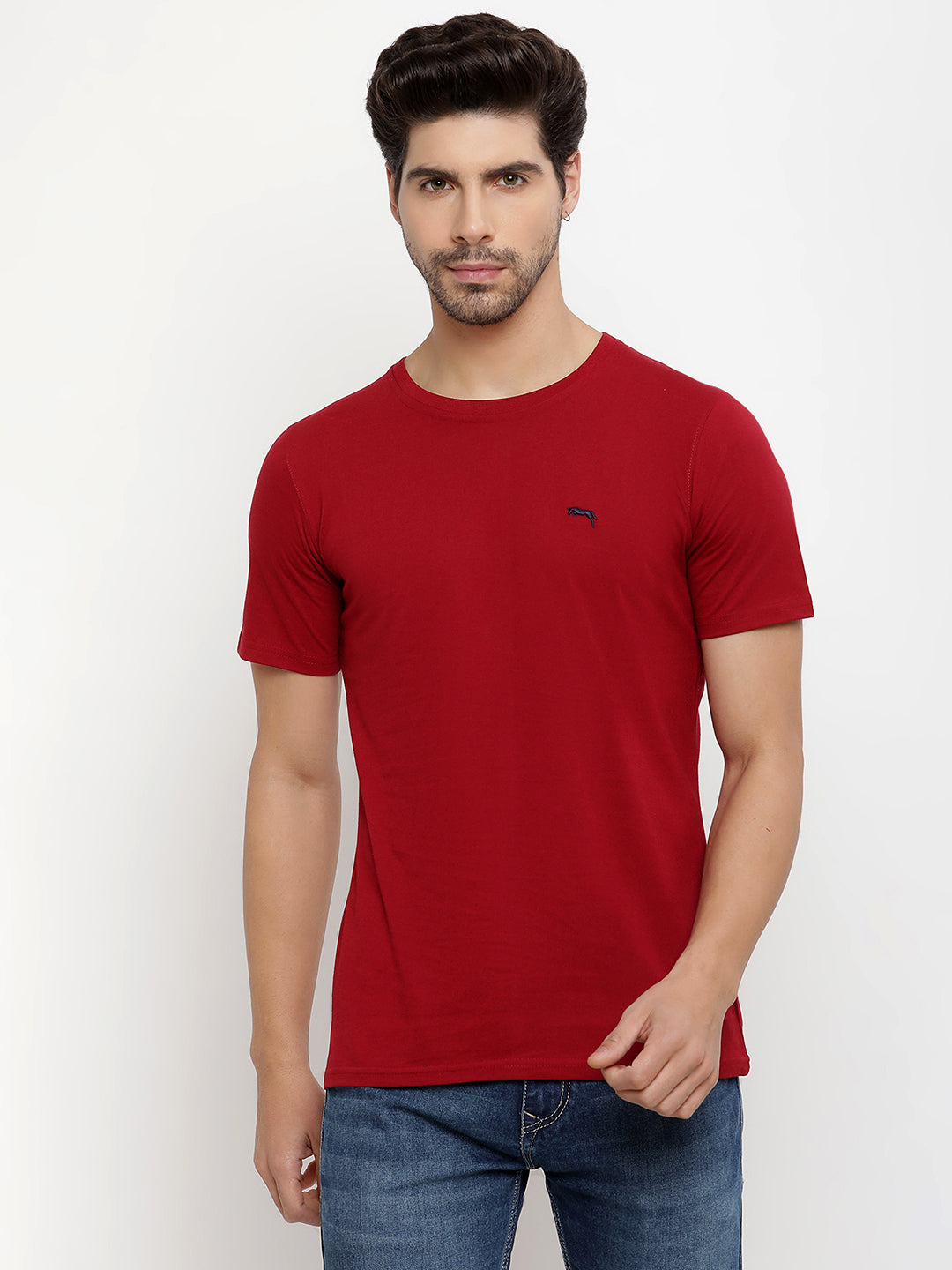 JUMP USA Men's Solid Round Neck T-shirt