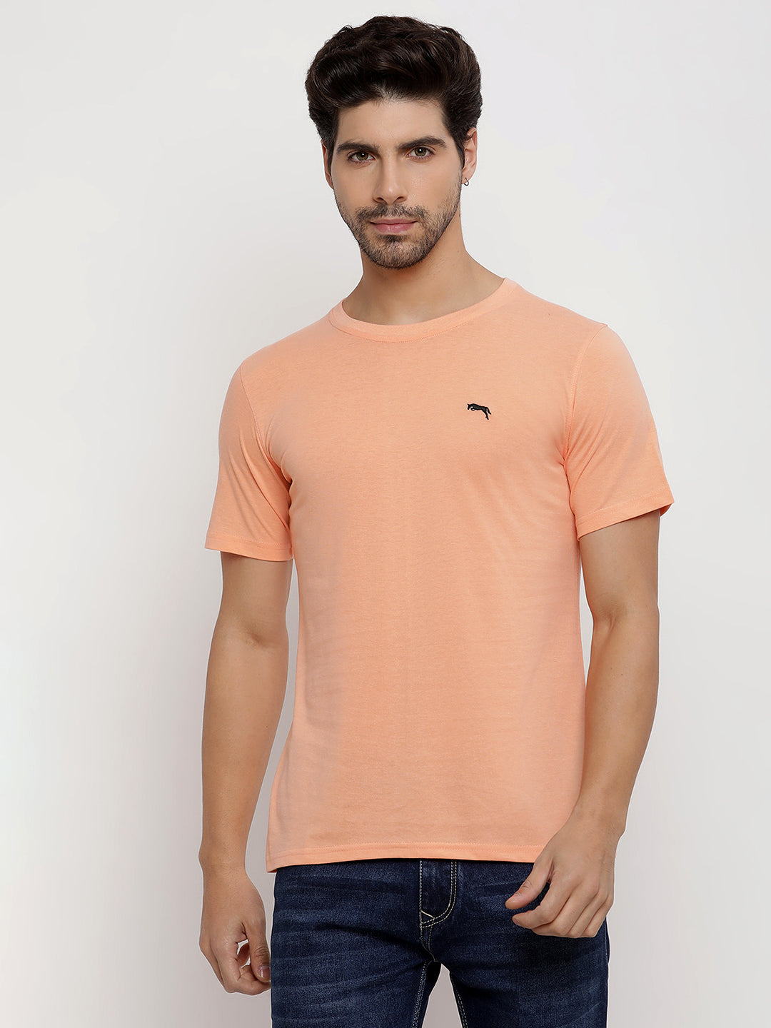 JUMP USA Men's Solid Round Neck T-shirt