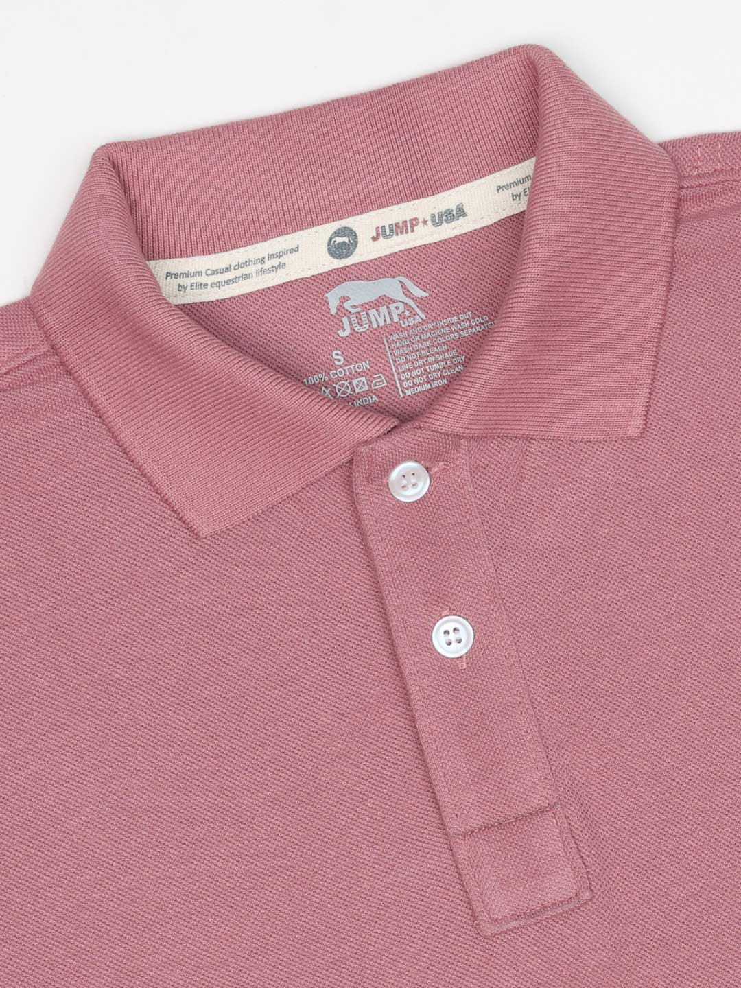 JUMP USA Men Solid Polo Collar Pure Cotton T-shirt