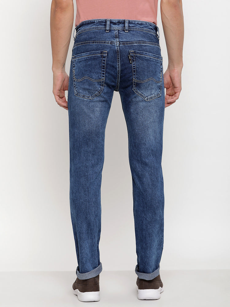 JUMP USA Men Blue Relax Fit Mid-Rise Clean Look Stretchable Jeans