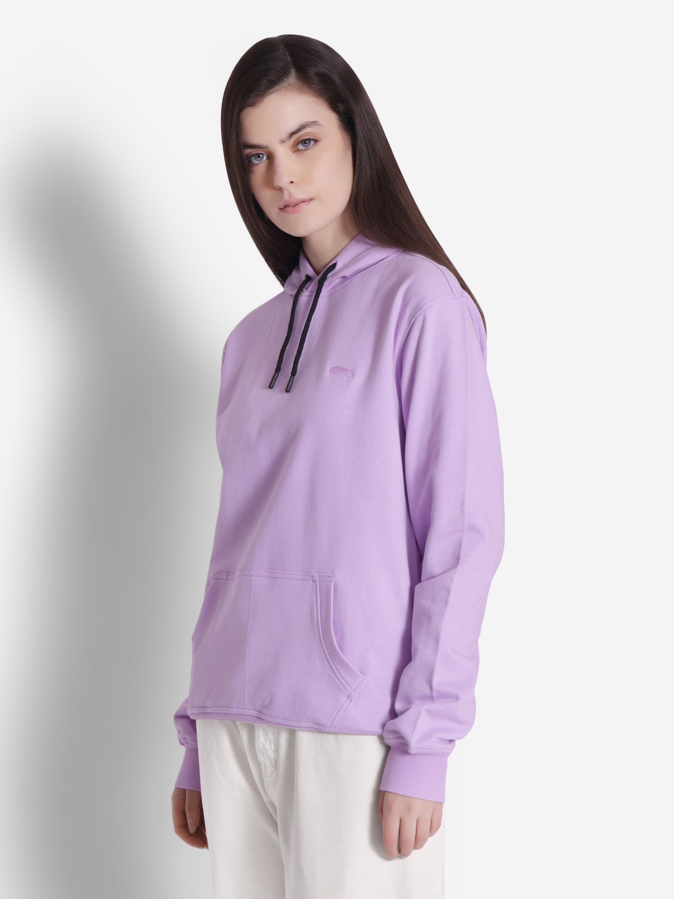JUMP USA Women Solid Lavender Hoodie