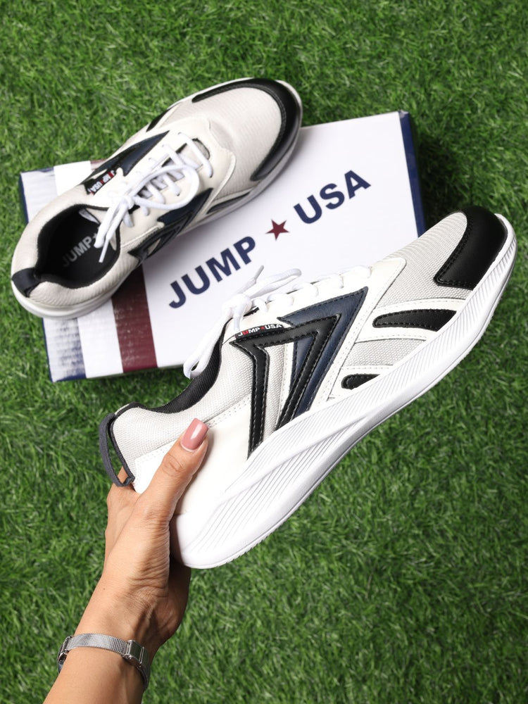 JUMP USA Men's White & Black Sport Running Shoes
