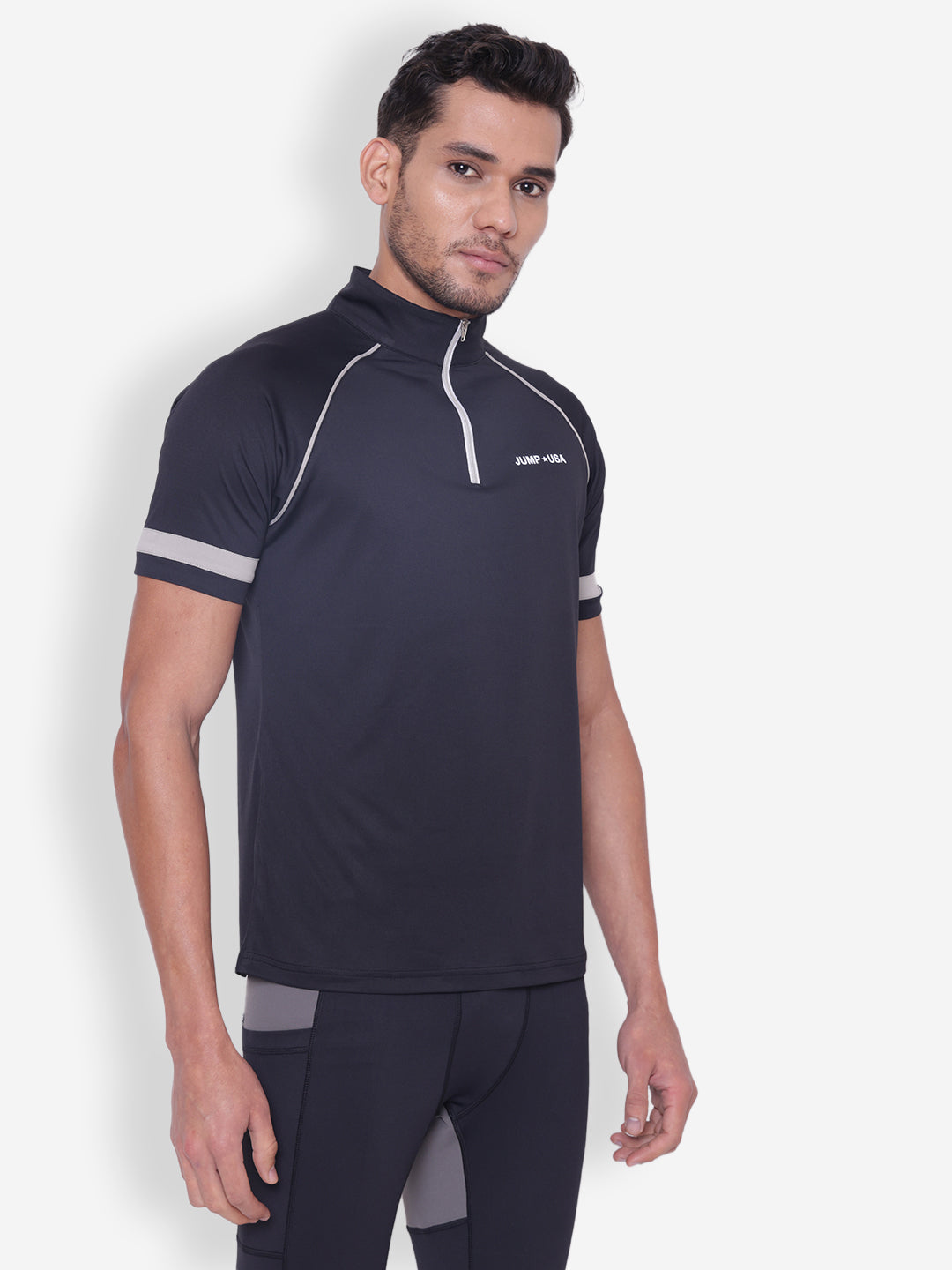 JUMP USA Mens High Neck Half Sleeve T-shirt