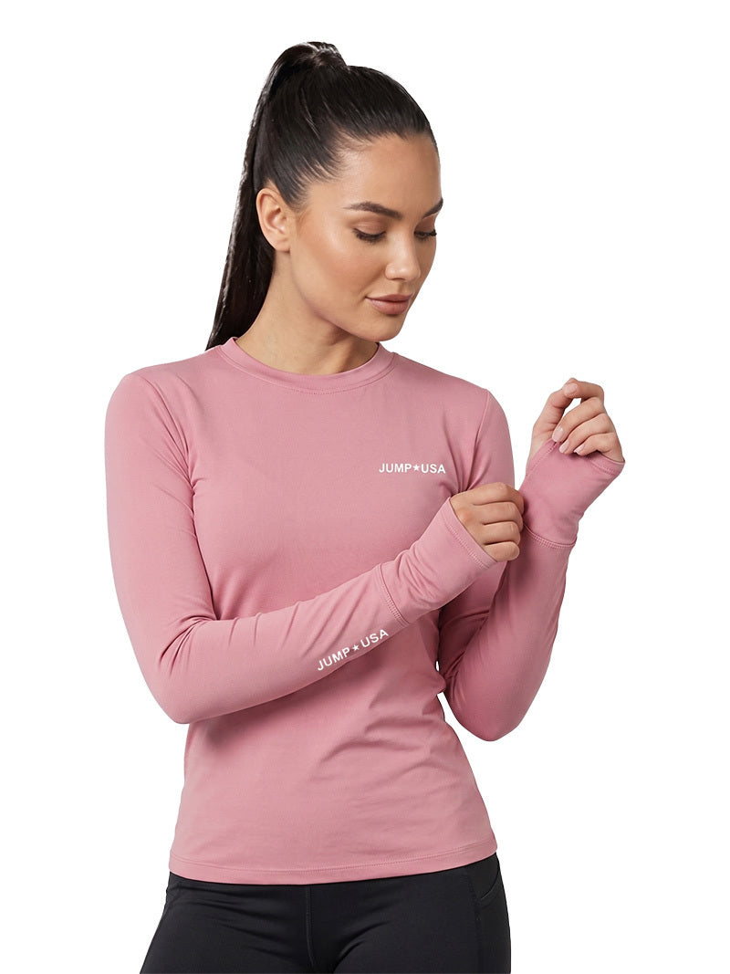 Jump USA Ladies Icefil Round Neck Full Sleeves Compression Fit Thumbhole T-Shirt