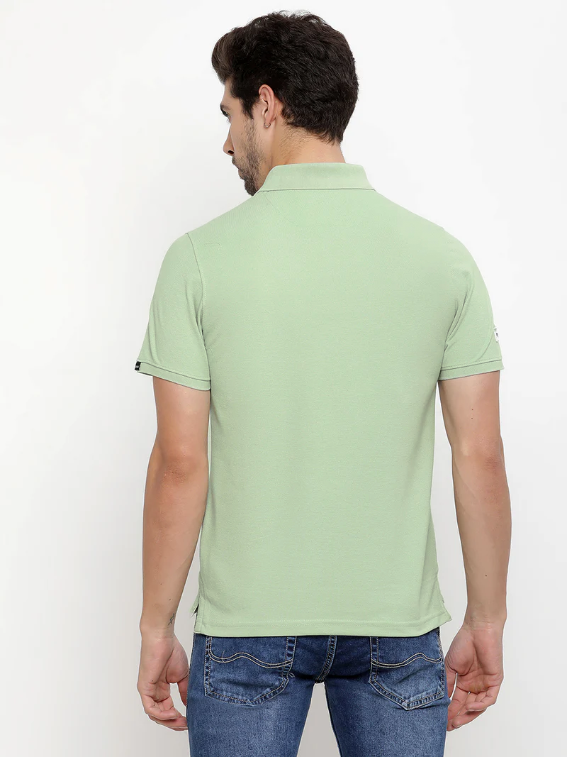 JUMP USA Men Solid Polo Collar Pure Cotton T-shirt