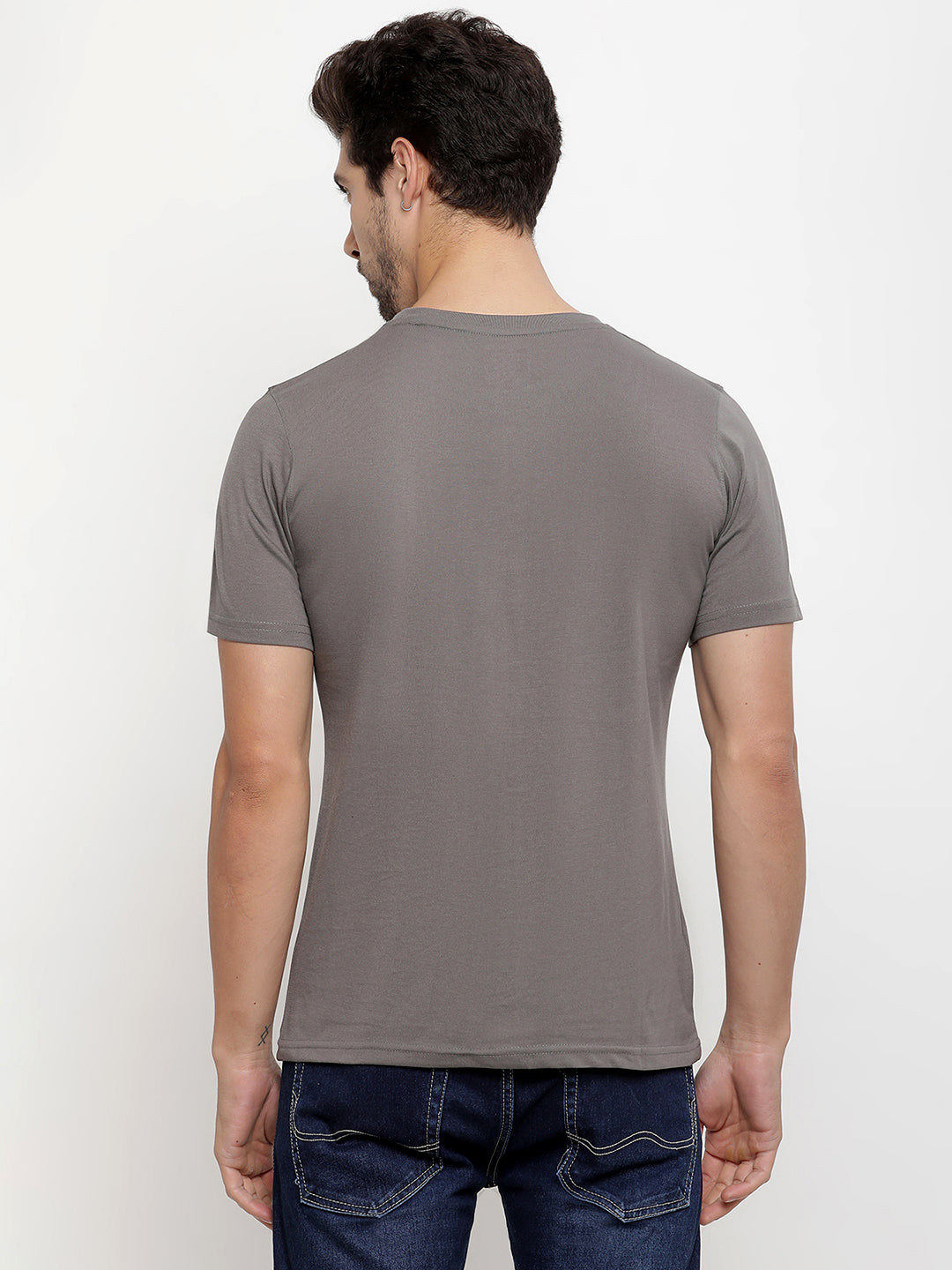 JUMP USA Men's Solid Round Neck T-shirt