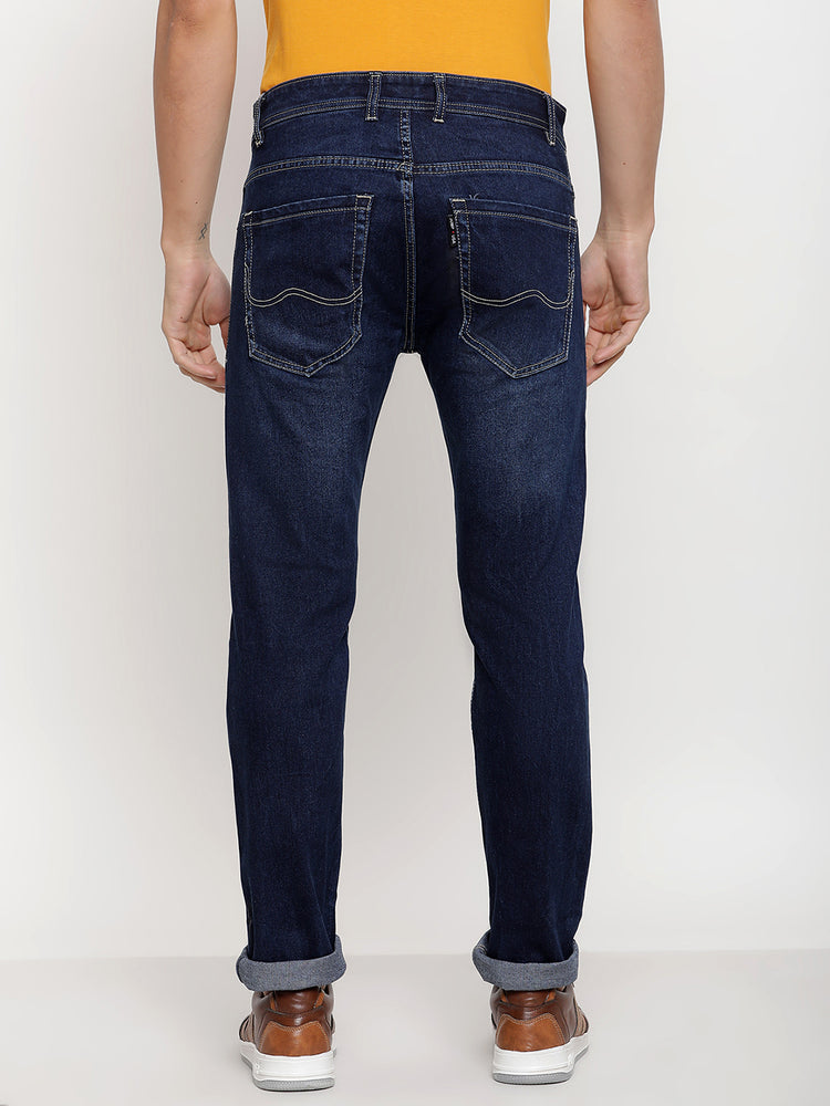 JUMP USA Men Indigo Blue Relax Fit Mid-Rise Clean Look Stretchable Jeans