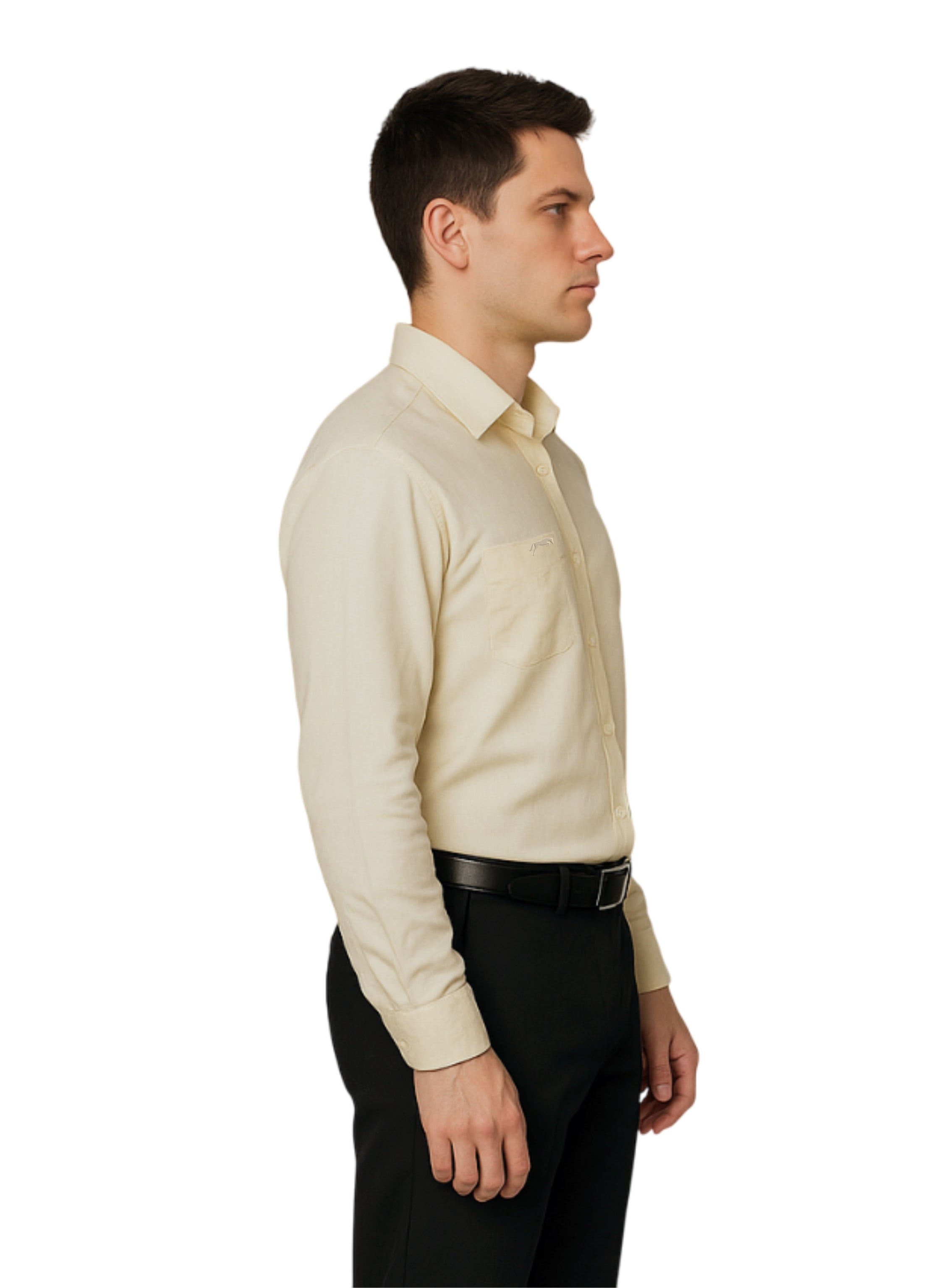 JUMP USA Men’s Pastel Yellow Cotton Regular Fit Shirt