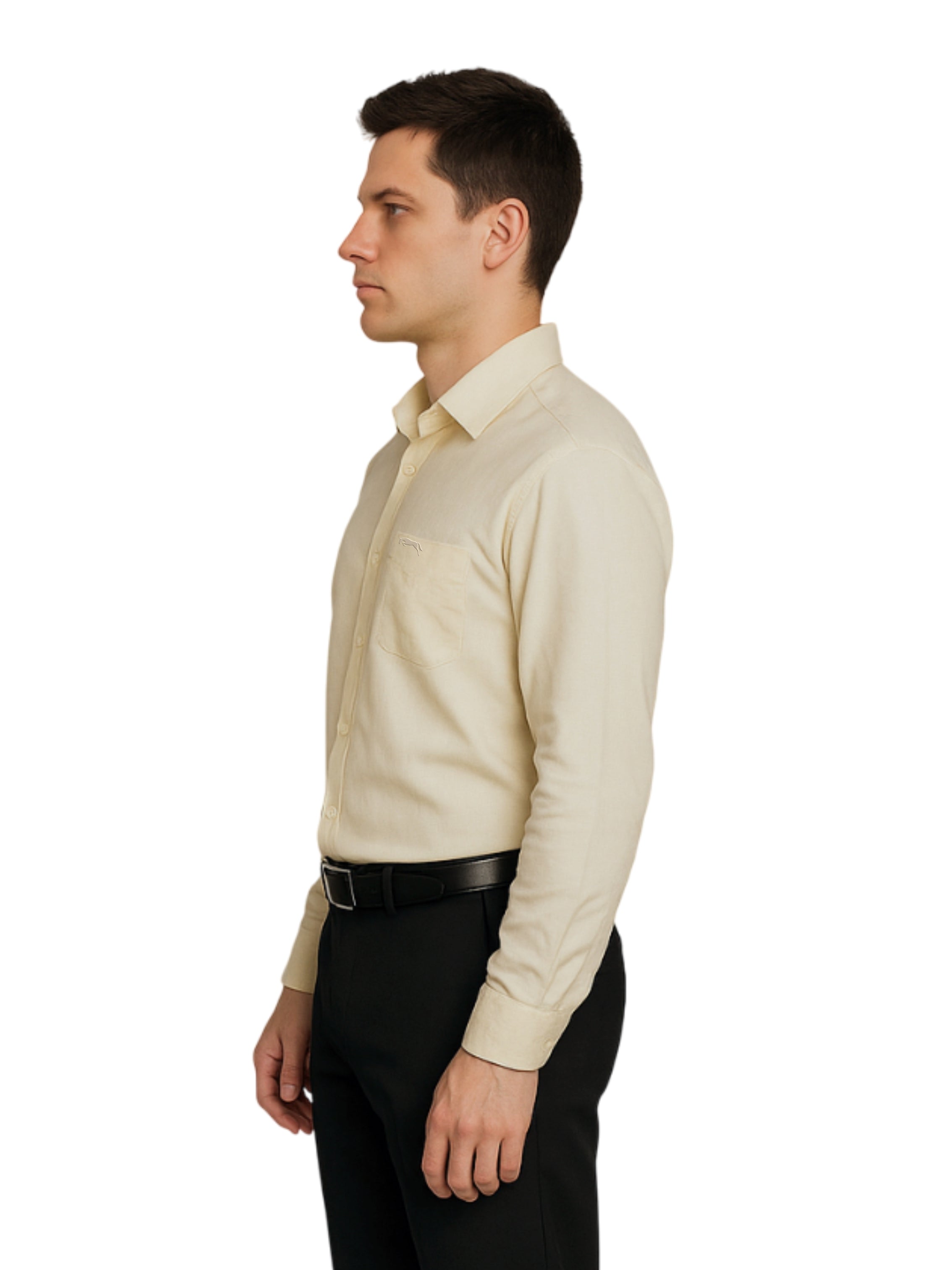 JUMP USA Men’s Pastel Yellow Cotton Regular Fit Shirt