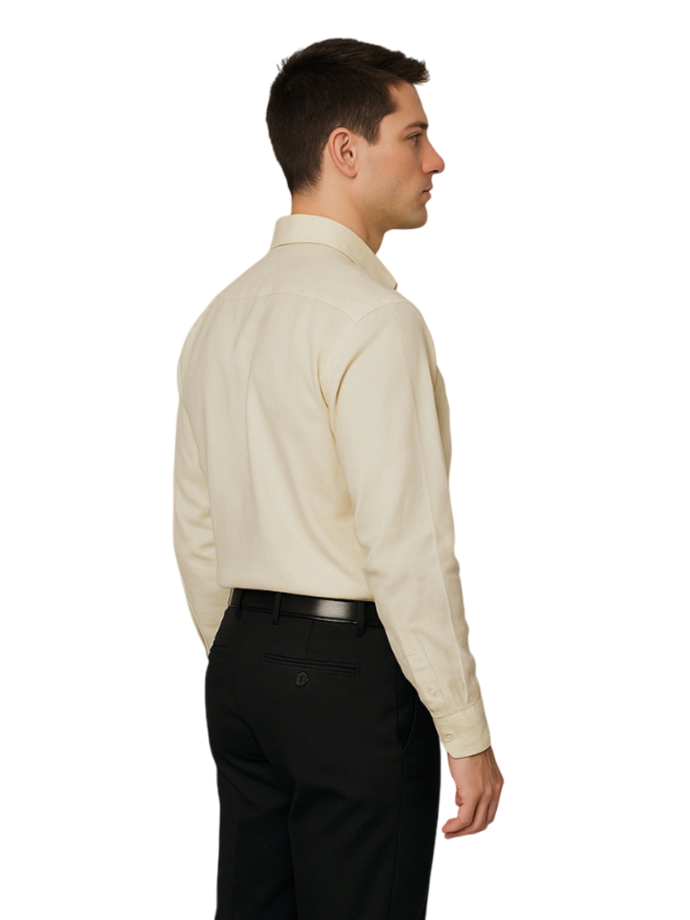 JUMP USA Men’s Pastel Yellow Cotton Regular Fit Shirt