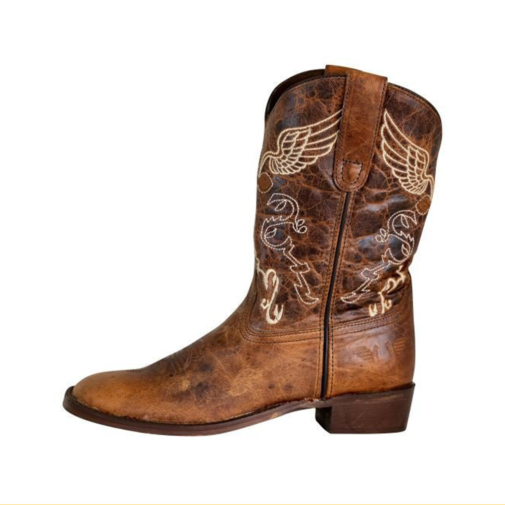 TuffRider Youth Sequoia Cross & Wing Embroidered Square Toe Western Boots