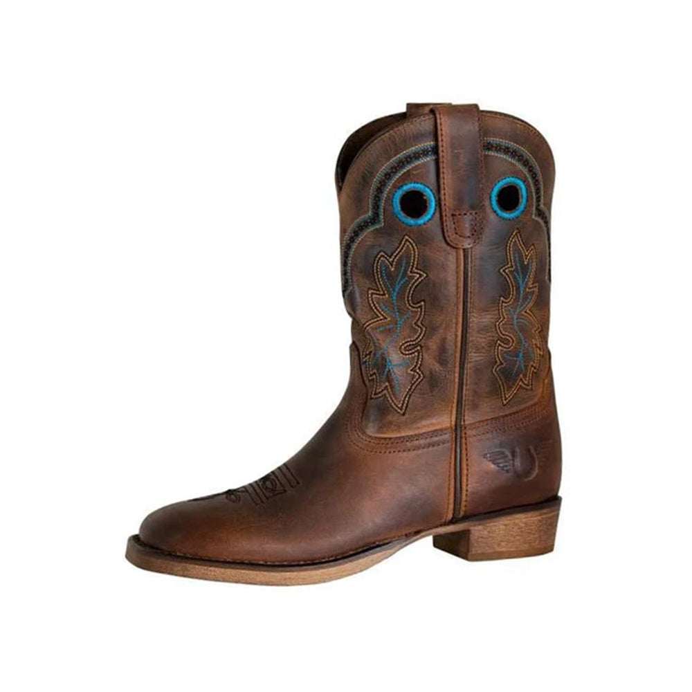 TuffRider Youth Rushmore Oak Leaf Embroidered Square Toe Western Boots