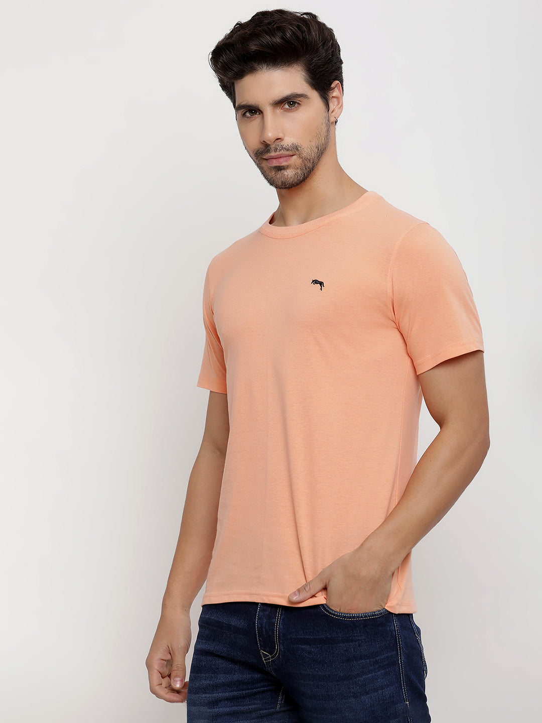 JUMP USA Men's Solid Round Neck T-shirt