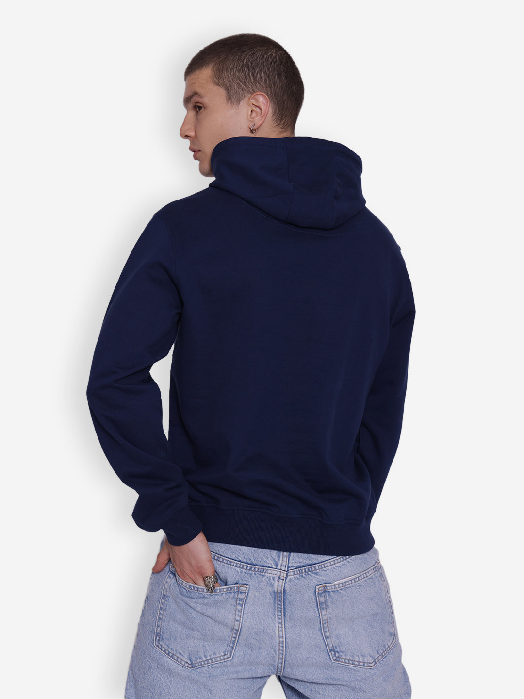 JUMP USA Mens Solid Navy Blue Hoodie