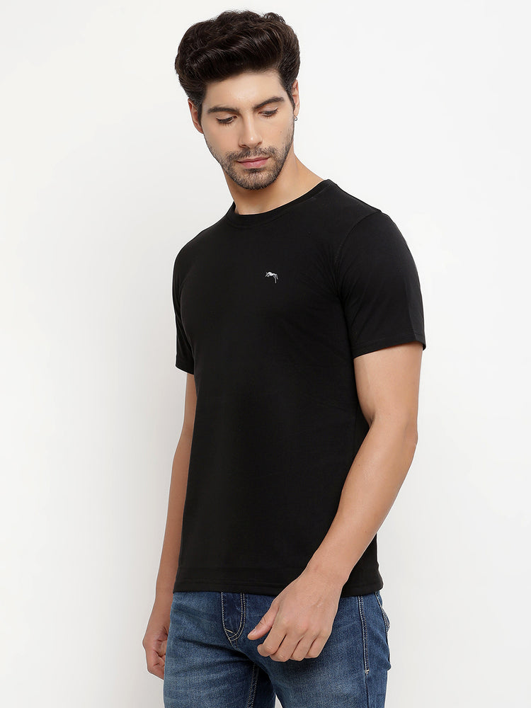 JUMP USA Unisex Solid Round Neck Cotton T-shirt