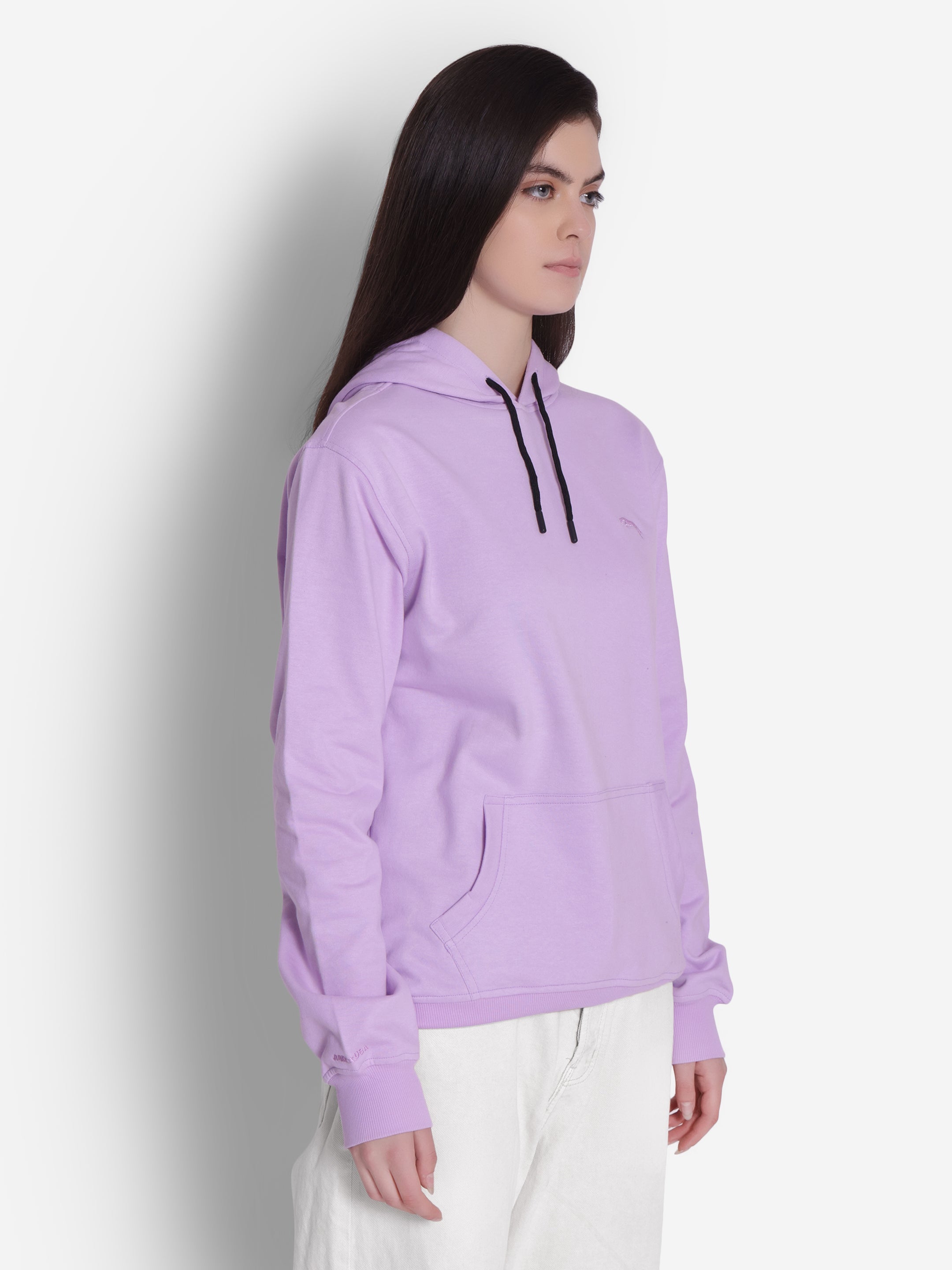 JUMP USA Women Solid Lavender Hoodie
