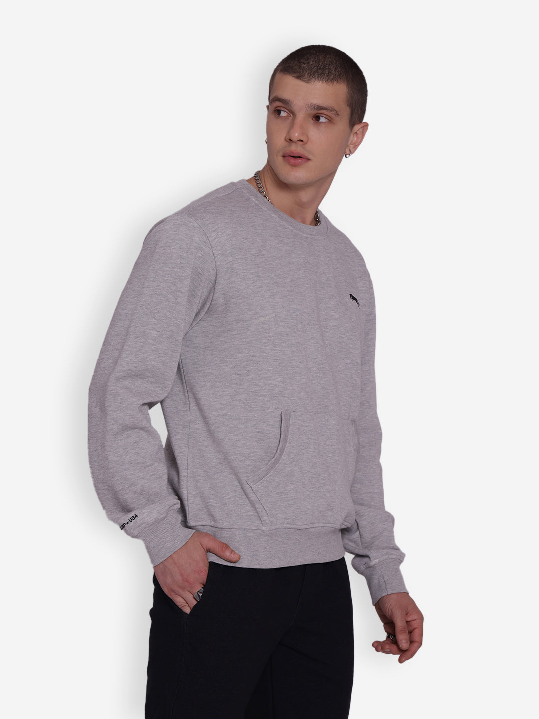 JUMP USA Men's Solid Pullover Sweatshirt