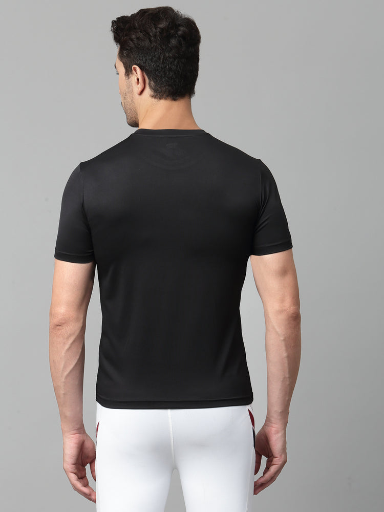 JUMP USA Mens Black Typography Printed Polyester T-shirt