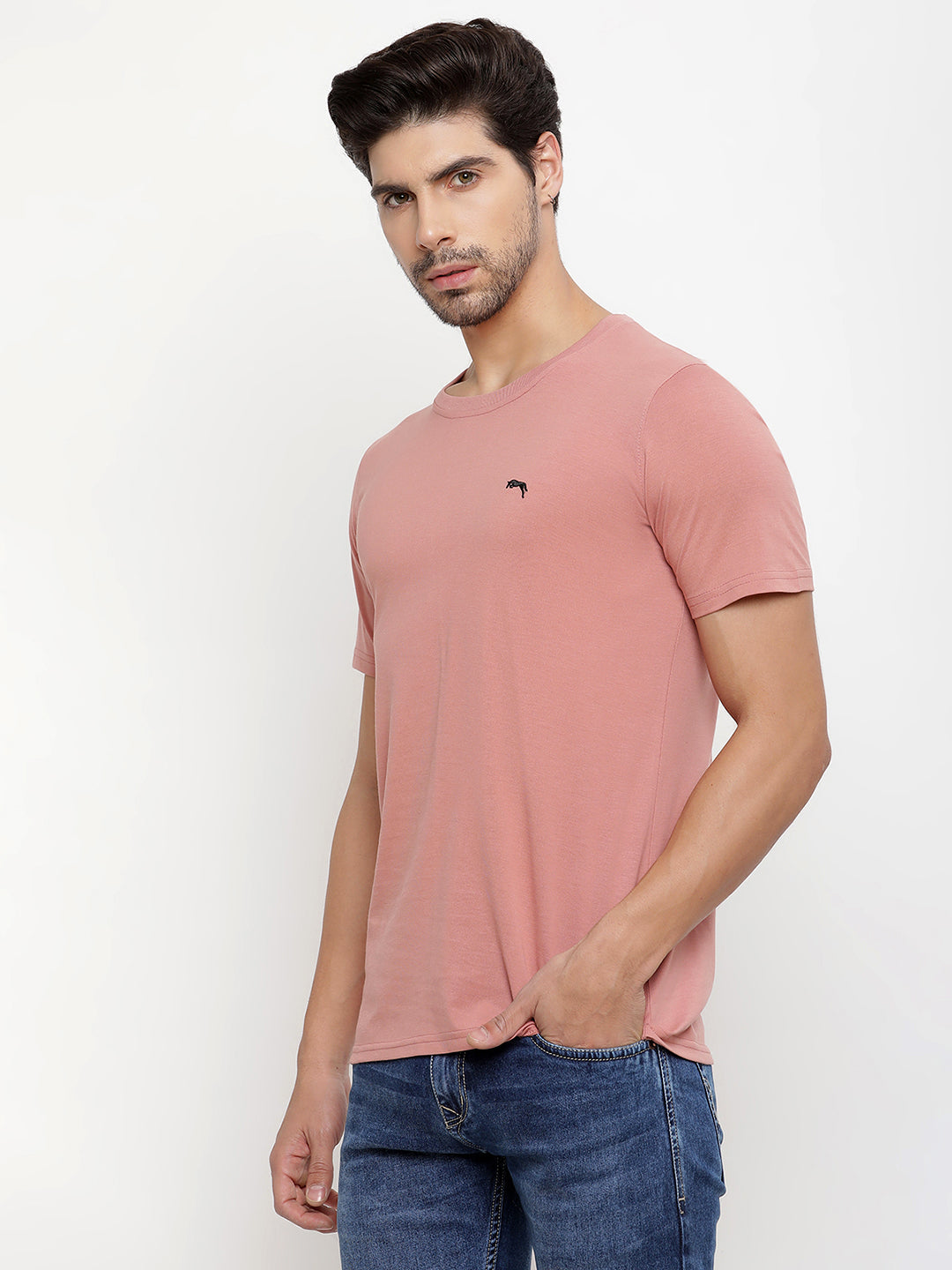 JUMP USA Men's Solid Round Neck T-shirt