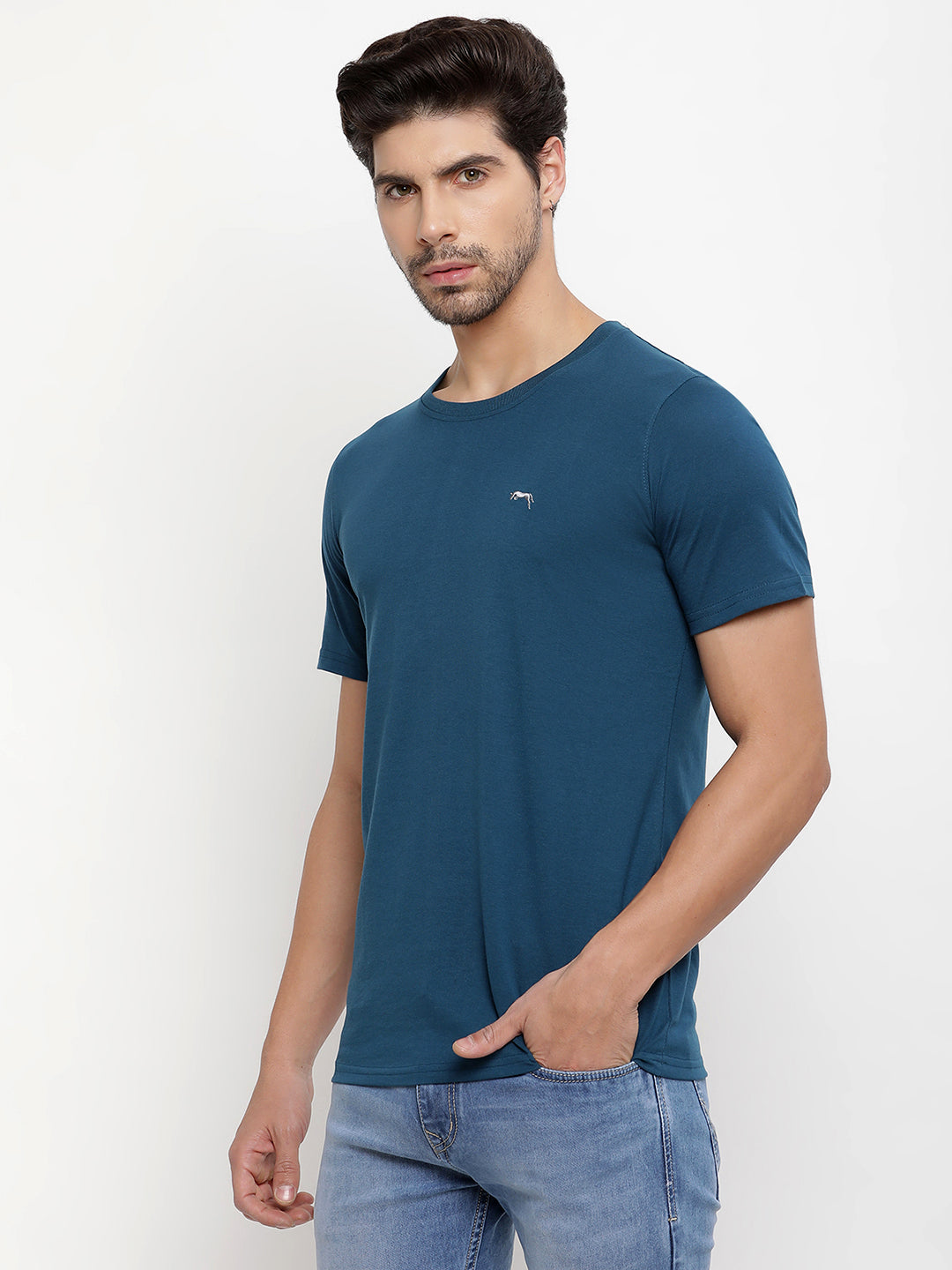 JUMP USA Men's Solid Round Neck T-shirt