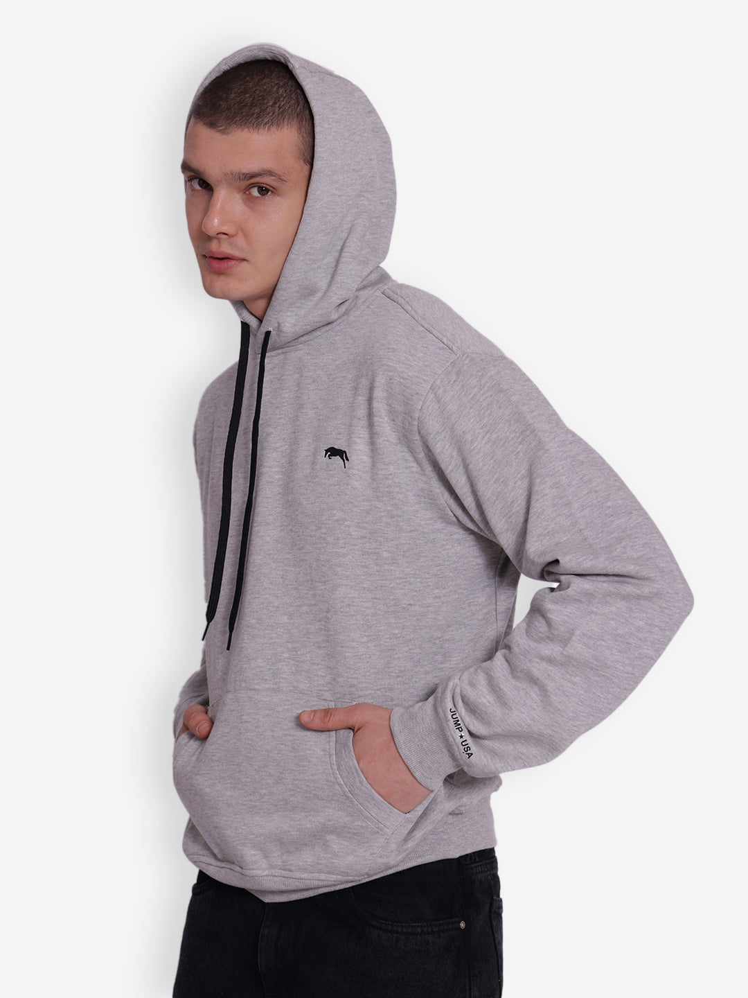 JUMP USA Mens Solid Grey Hoodie