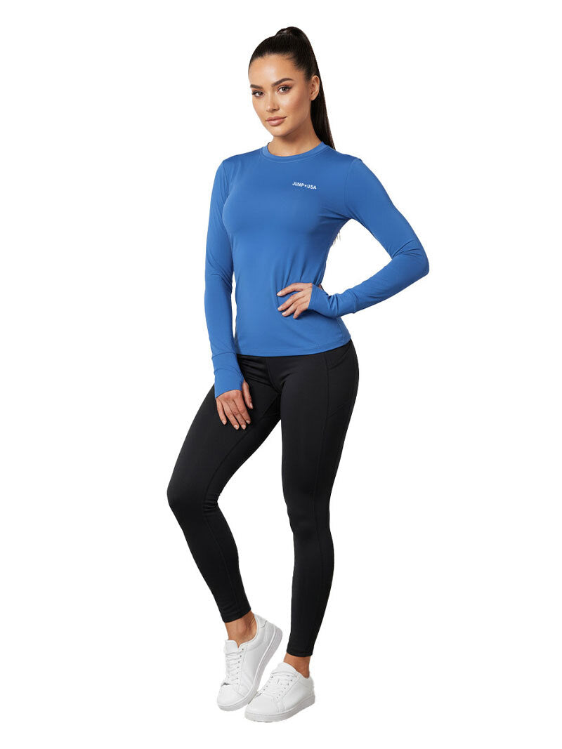 Jump USA Ladies Icefil Round Neck Full Sleeves Compression Fit Thumbhole T-Shirt