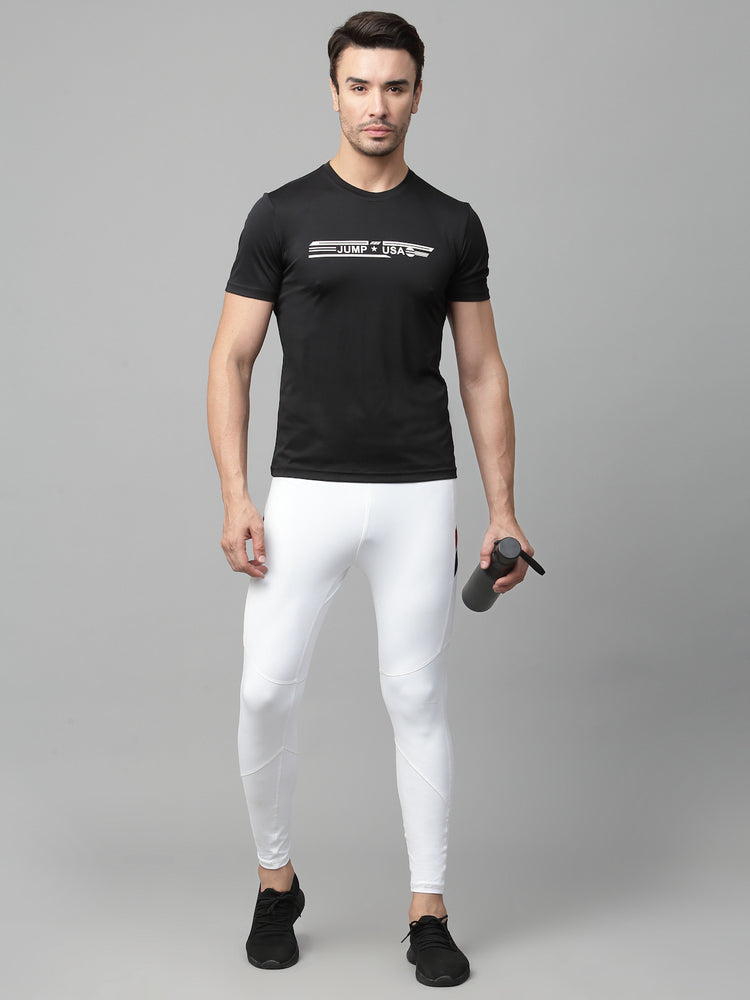 JUMP USA Mens Black Typography Printed Polyester T-shirt