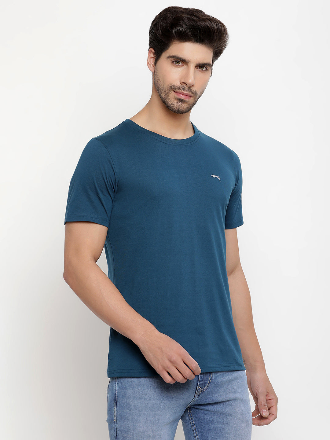 JUMP USA Men's Solid Round Neck T-shirt