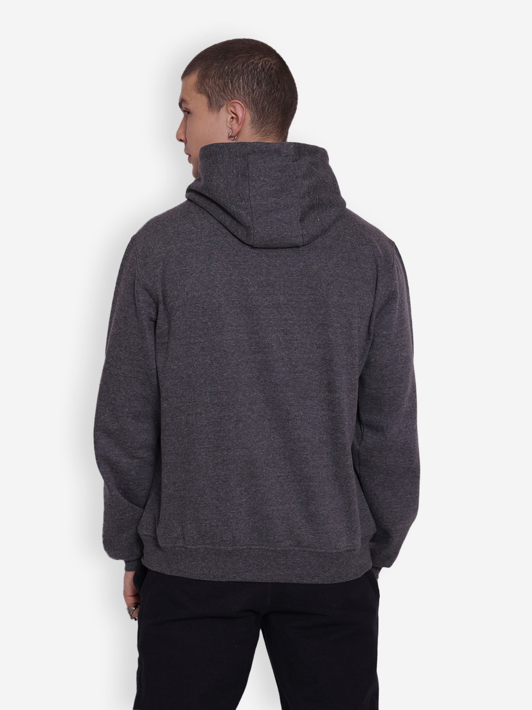 JUMP USA Mens Solid Dark Grey Hoodie