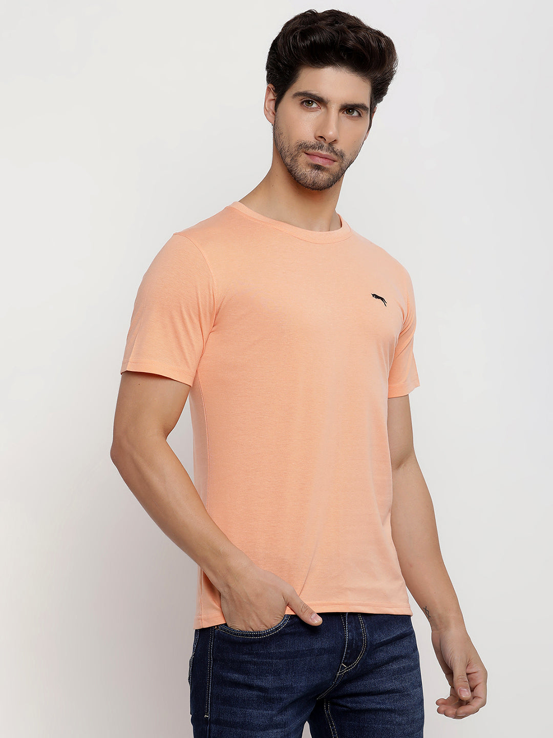 JUMP USA Men's Solid Round Neck T-shirt