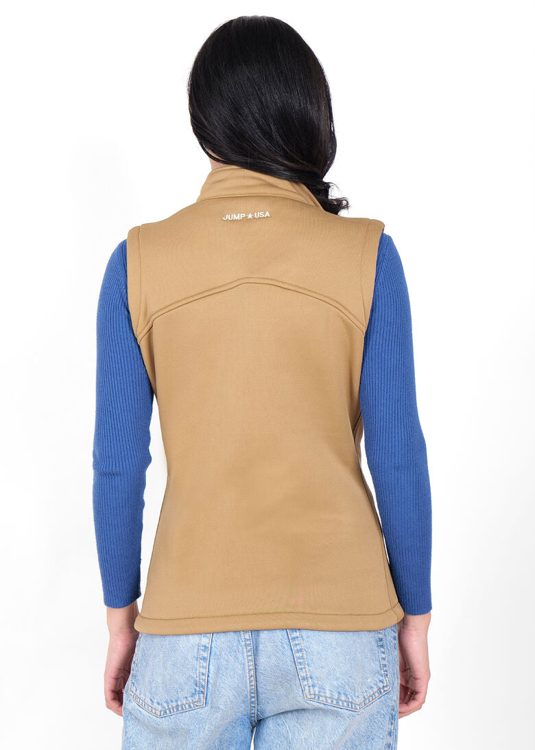 Jump USA Women’s sleeveless fleece vest/jacket with stand collar and zip closure