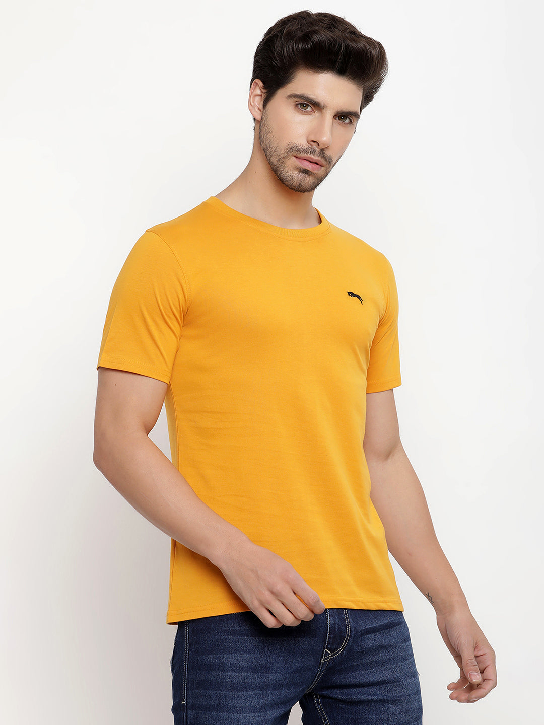 JUMP USA Men's Solid Round Neck T-shirt