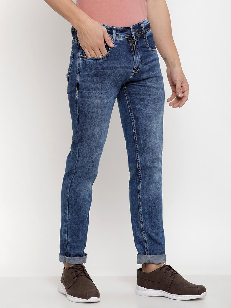 JUMP USA Men Blue Relax Fit Mid-Rise Clean Look Stretchable Jeans