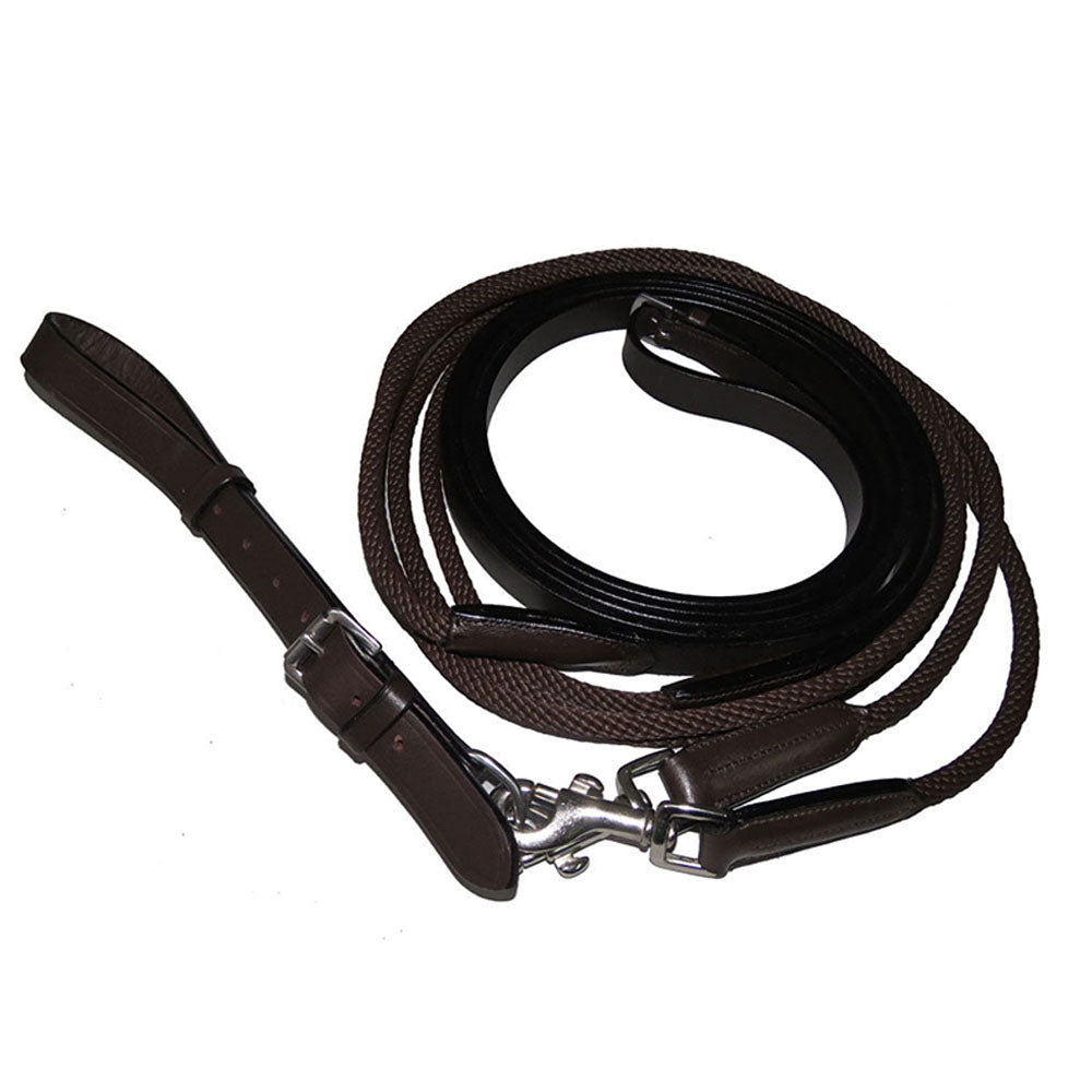 Henri de Rivel Advantage Draw Reins - Rounded Nylon / Leather Snap - Breeches.com