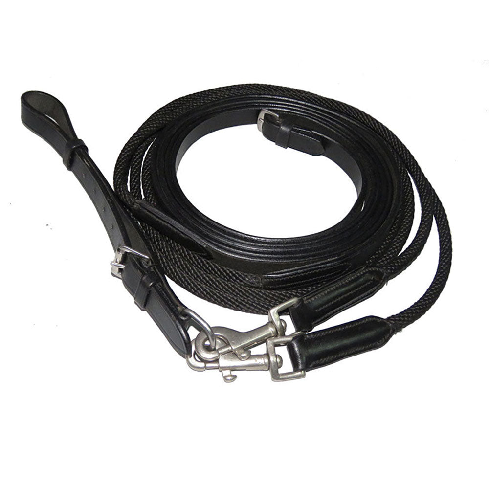 Henri de Rivel Advantage Draw Reins - Rounded Nylon / Leather Snap - Breeches.com