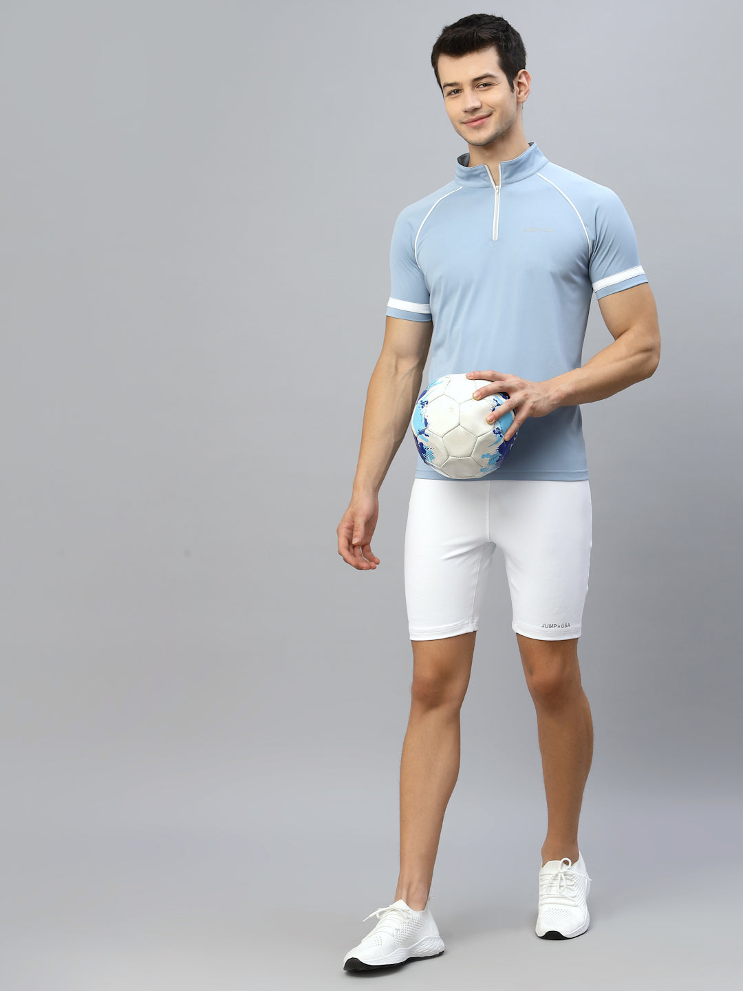 JUMP USA Men's High Neck Half Sleeve T-shirt