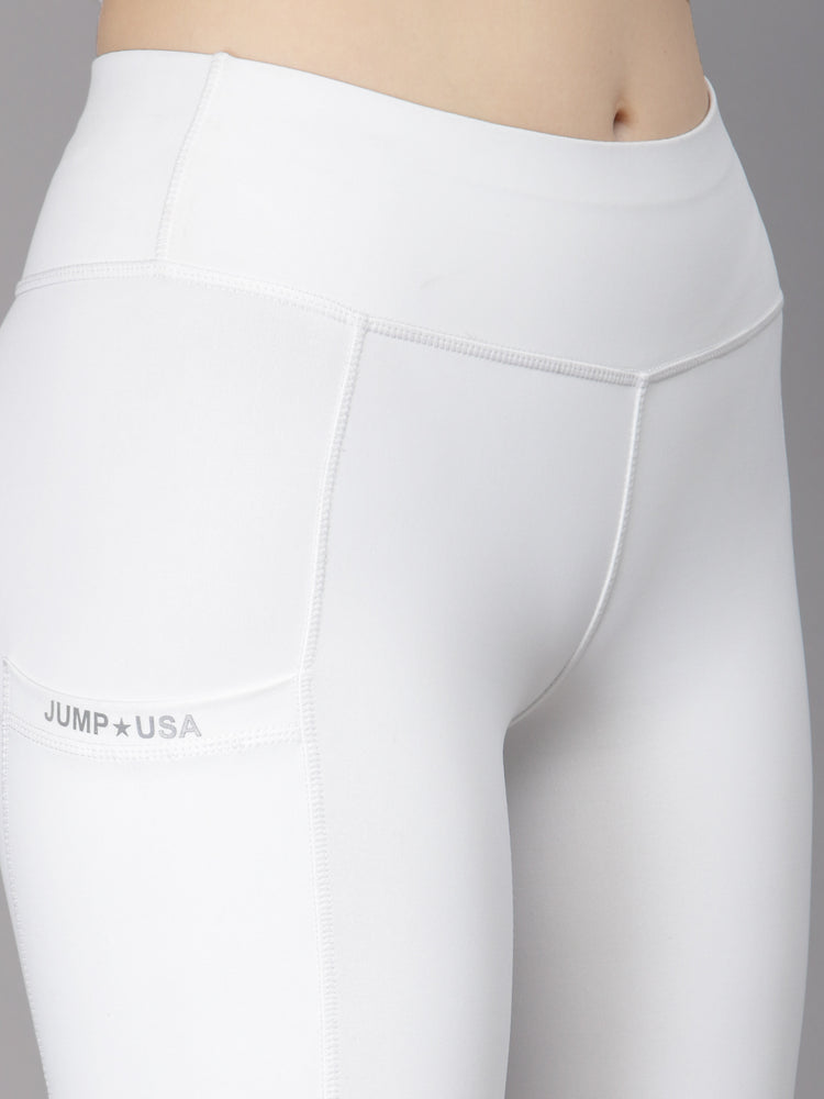JUMP USA Women White Solid Rapid-Dry Seamless Tights