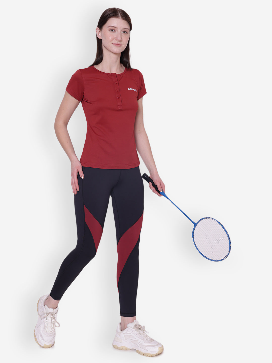 JUMP USA Women Short Sleeve Red Round Neck T-Shirt