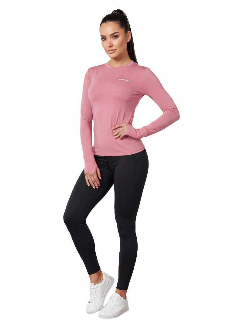 Jump USA Ladies Icefil Round Neck Full Sleeves Compression Fit Thumbhole T-Shirt