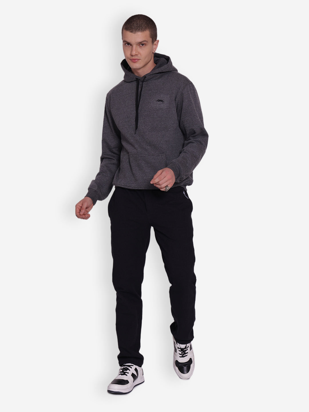 JUMP USA Mens Solid Dark Grey Hoodie