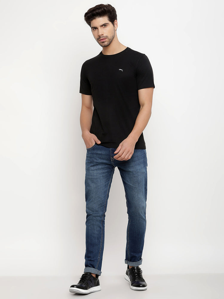 JUMP USA Unisex Solid Round Neck Cotton T-shirt