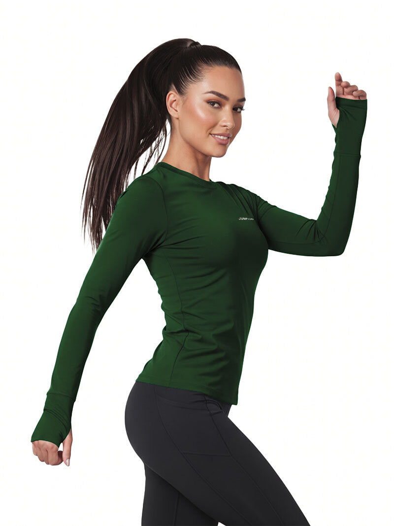 Jump USA Ladies Icefil Round Neck Full Sleeves Compression Fit Thumbhole T-Shirt